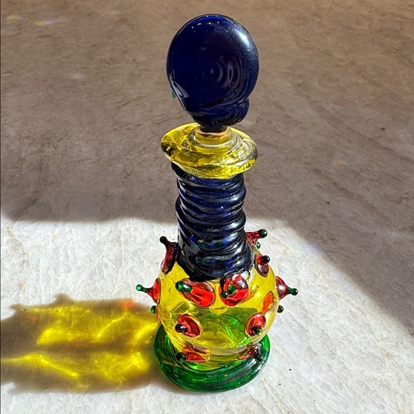 Set of 4 Vintage Colorful Glass Decorative Glass Bottles - Picture 3 of 8